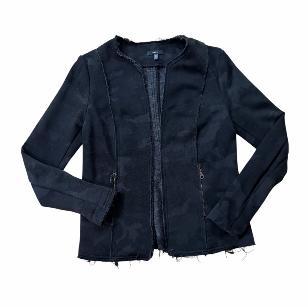 DREW Black Camouflage Open Terry Jacket